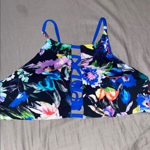 Floral and blue baiting suit top